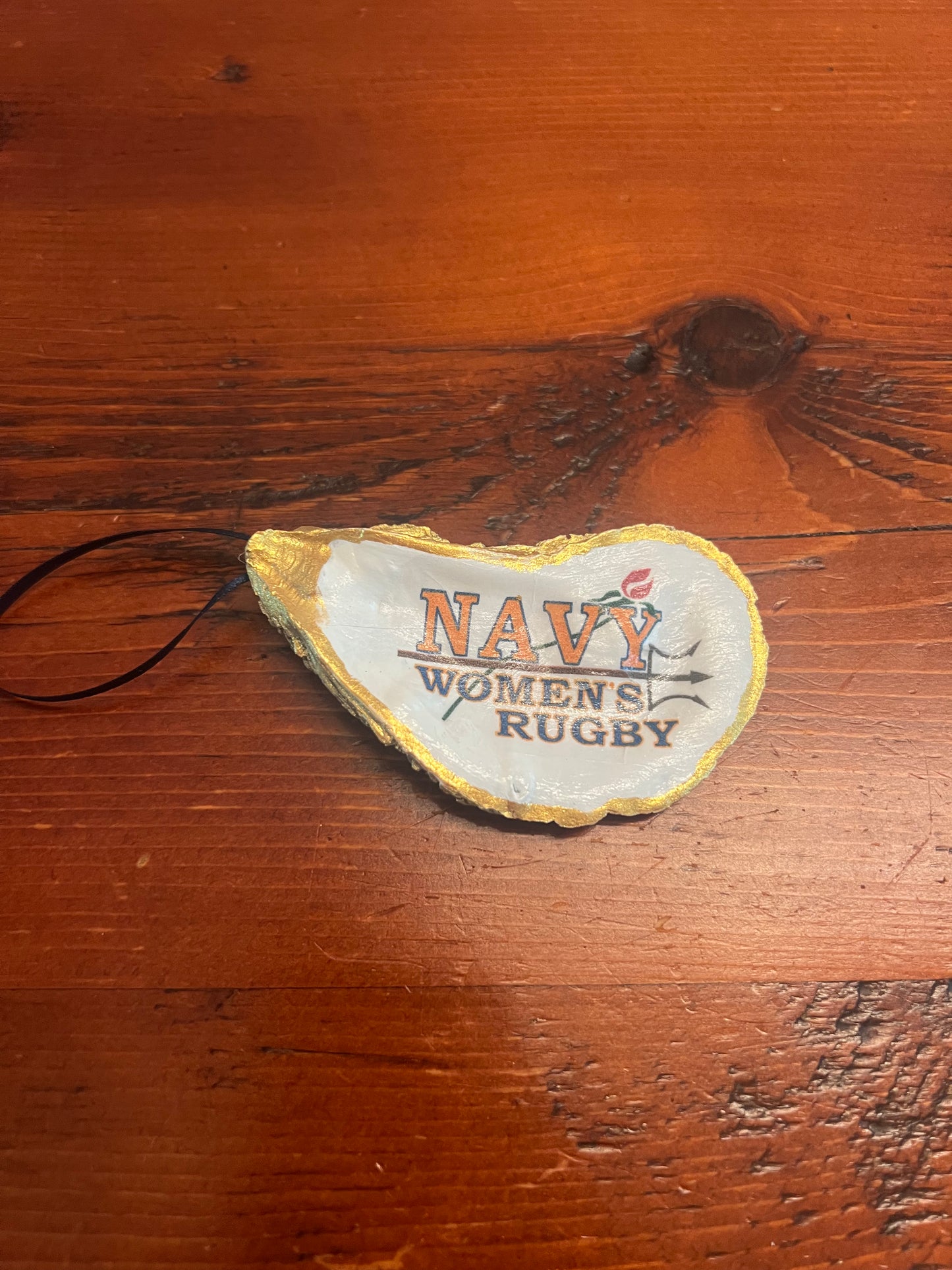 Navy Rugby Shell Christmas Ornament