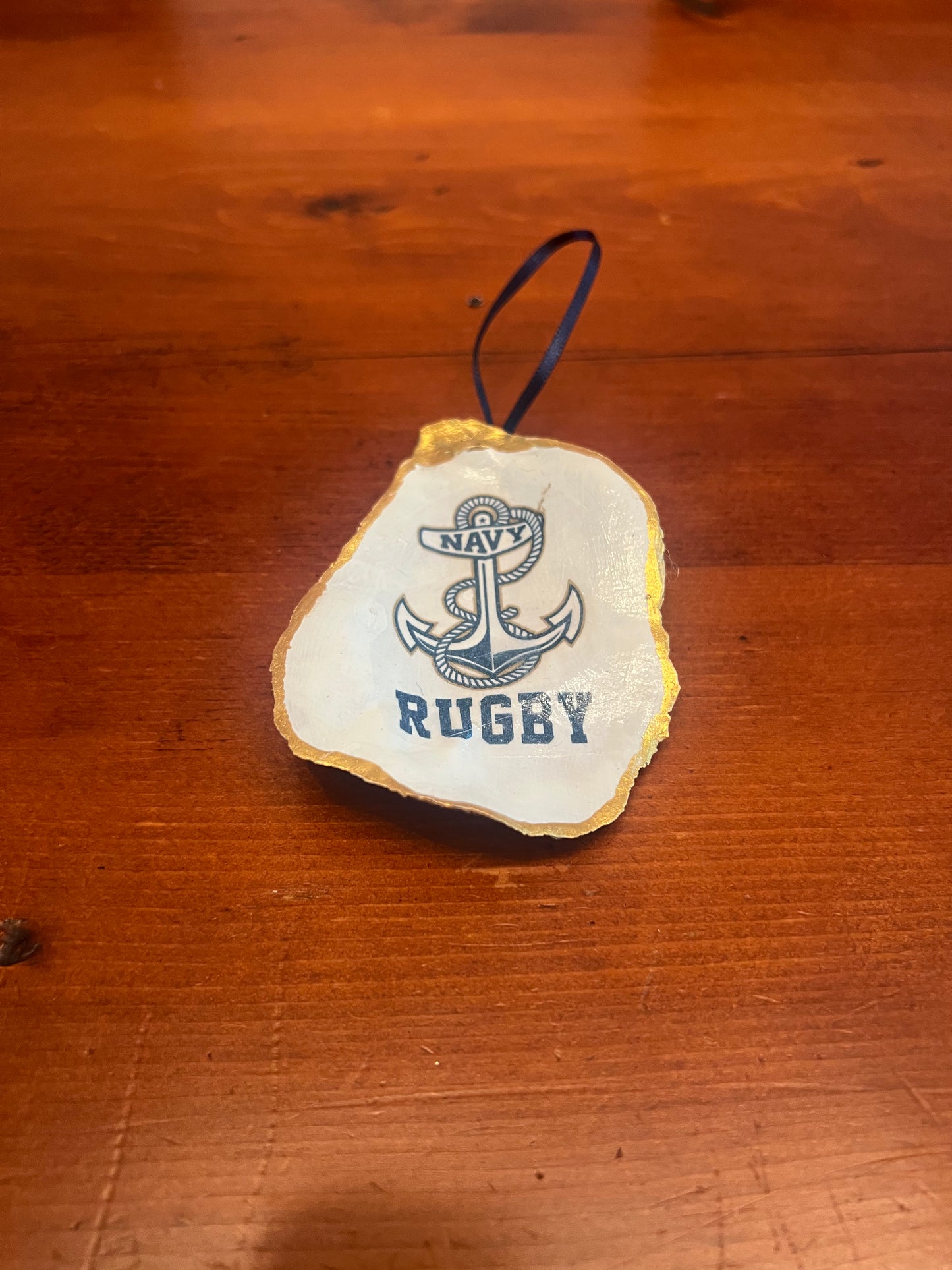 Navy Rugby Shell Christmas Ornament