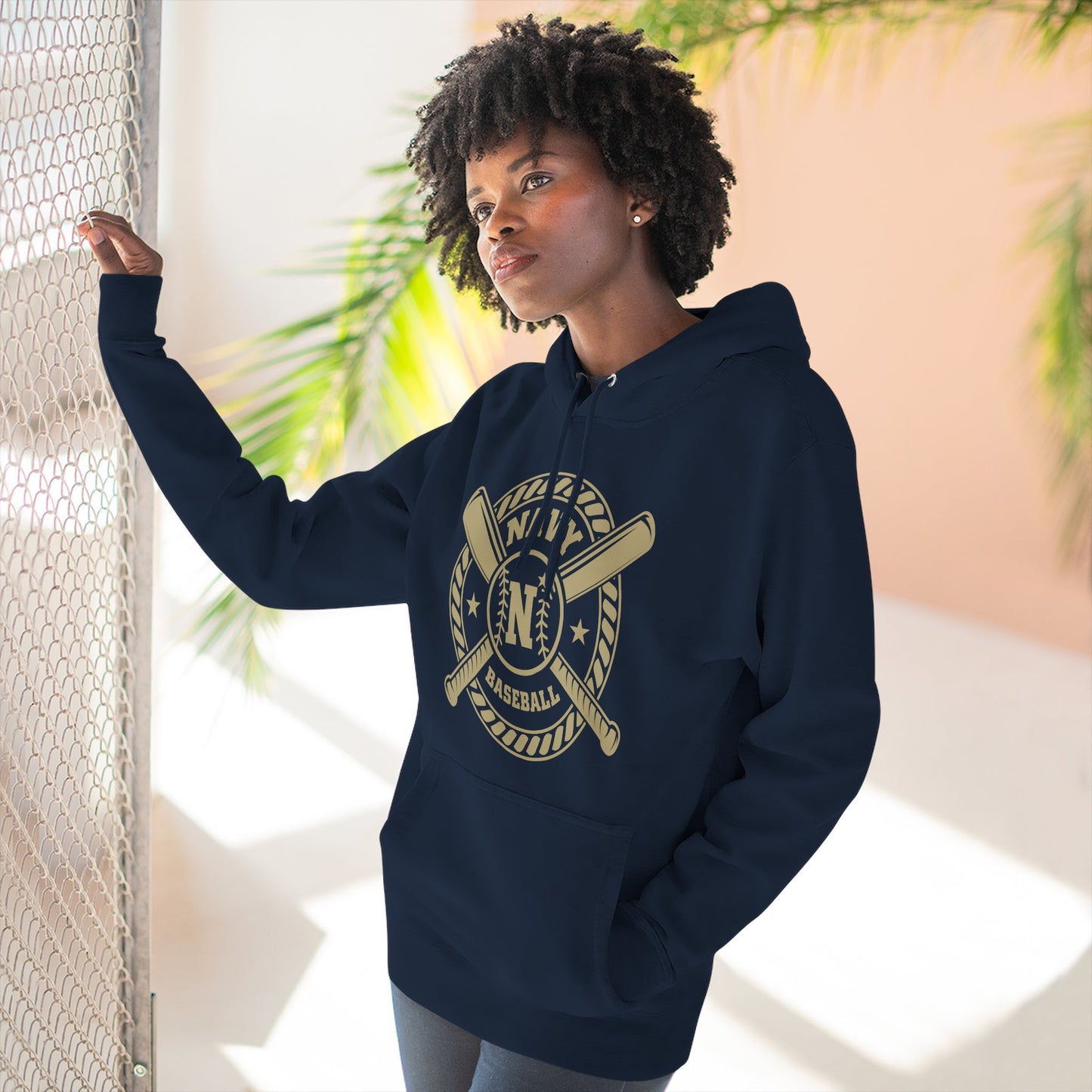 Navy Baseball Circle Logo Premium Hoodie - Navy / Gold