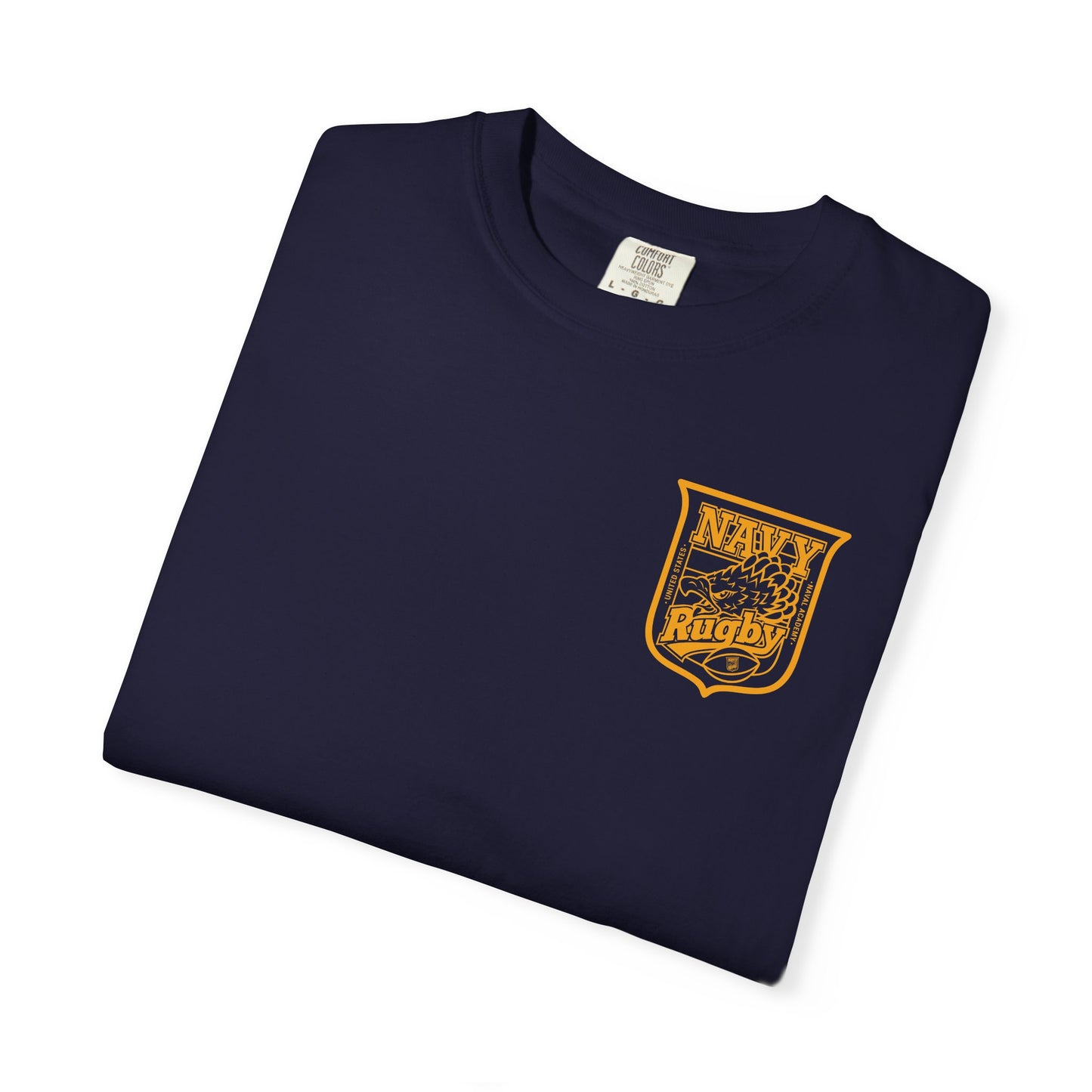 Navy Rugby Gold Crest Blank Back T-Shirt Loose Fit