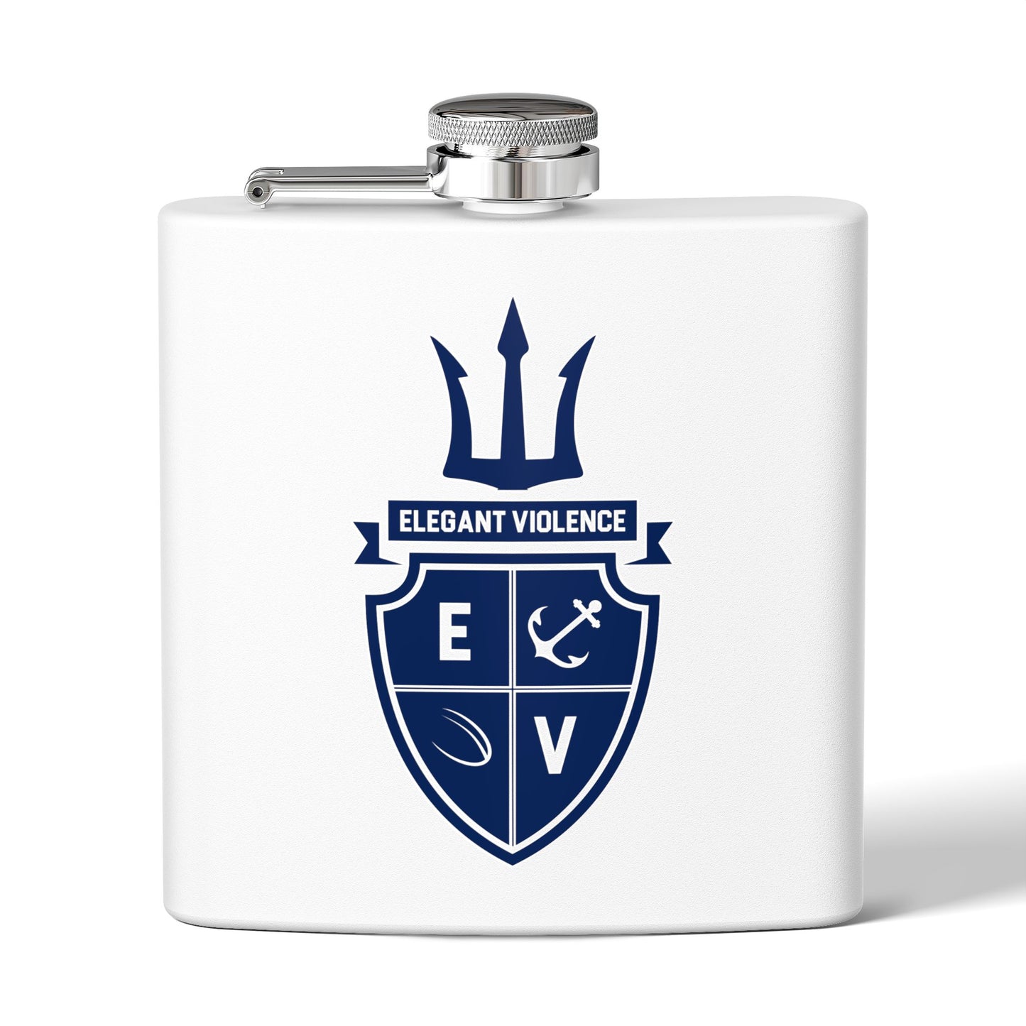 Elegant Violence Crest Stainless Steel Flask — 6oz
