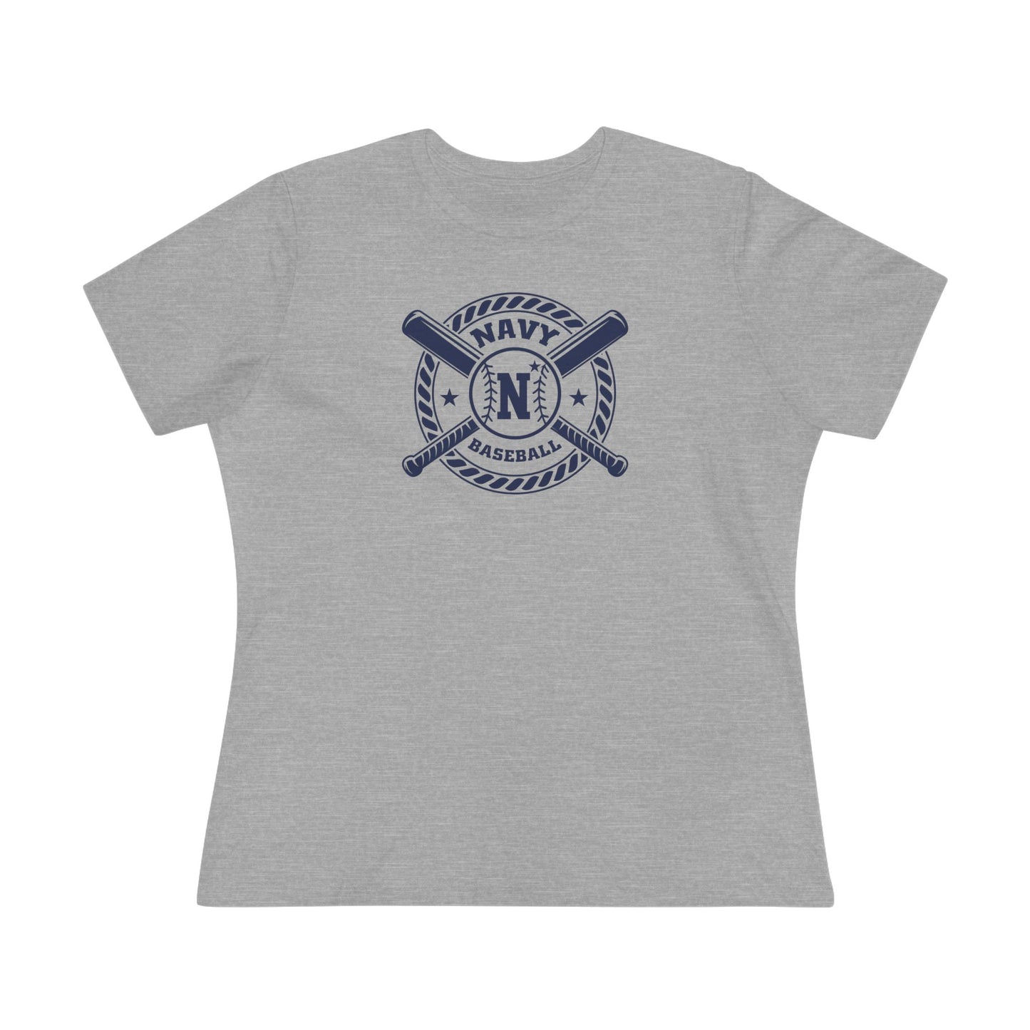 Navy Baseball Circular Logo - Women's Cotton Tee
