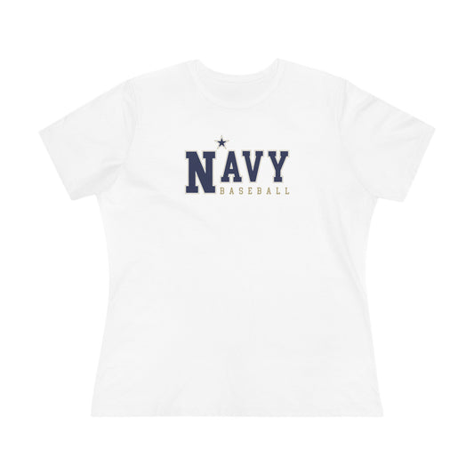 Navy Baseball Classic Logo - Women's Cotton Tee