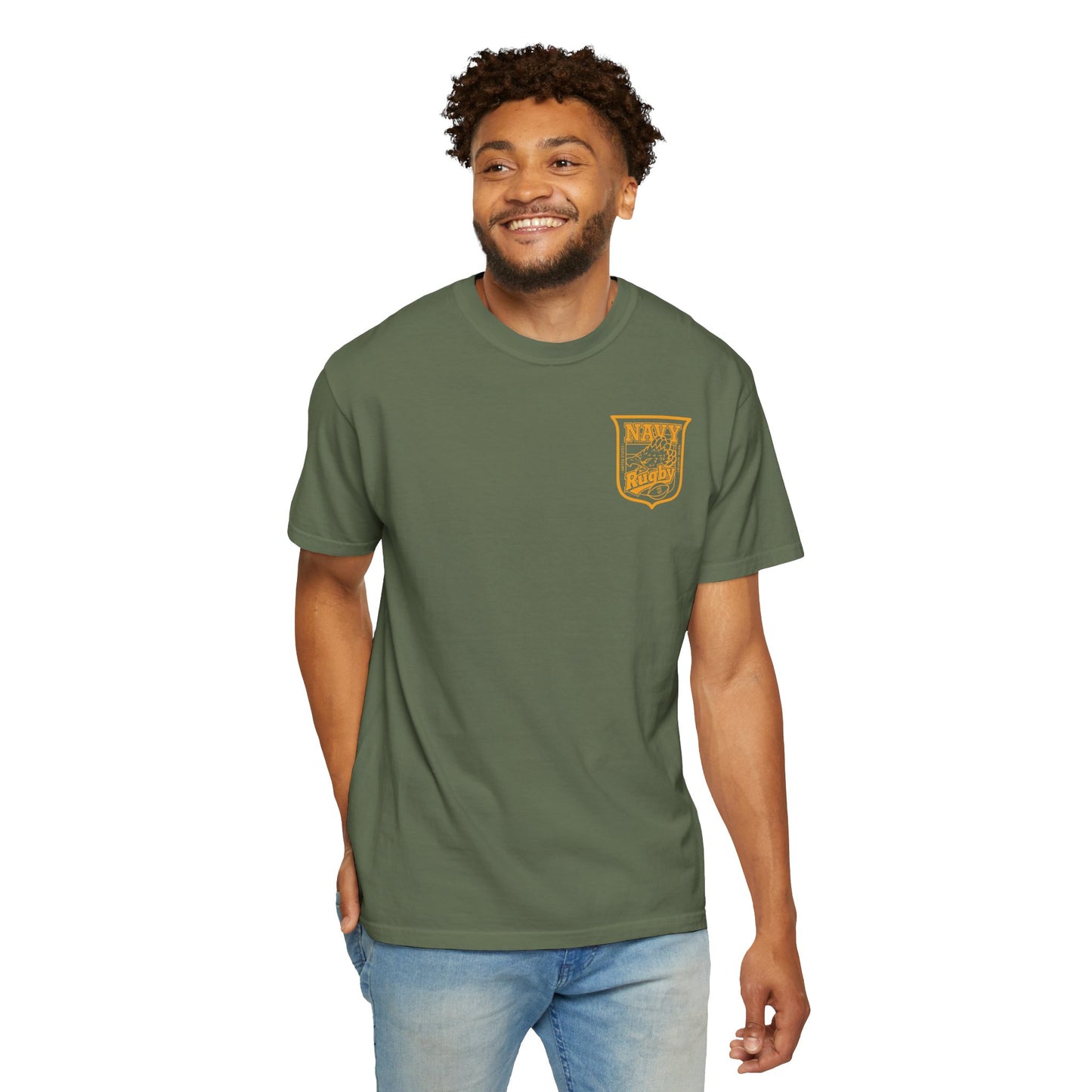 Navy Rugby Gold Crest BEAT ARMY T-Shirt Loose Fit