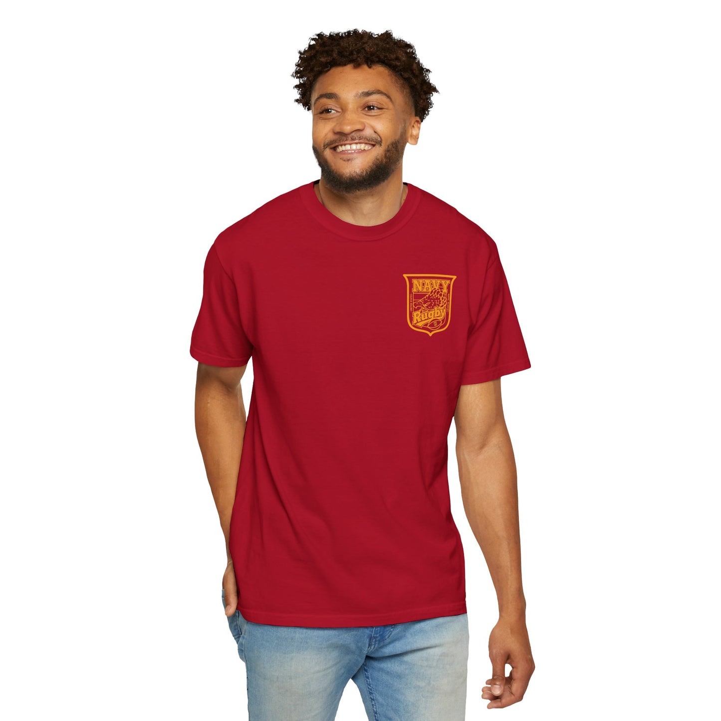 Navy Rugby Gold Crest BEAT ARMY T-Shirt Loose Fit