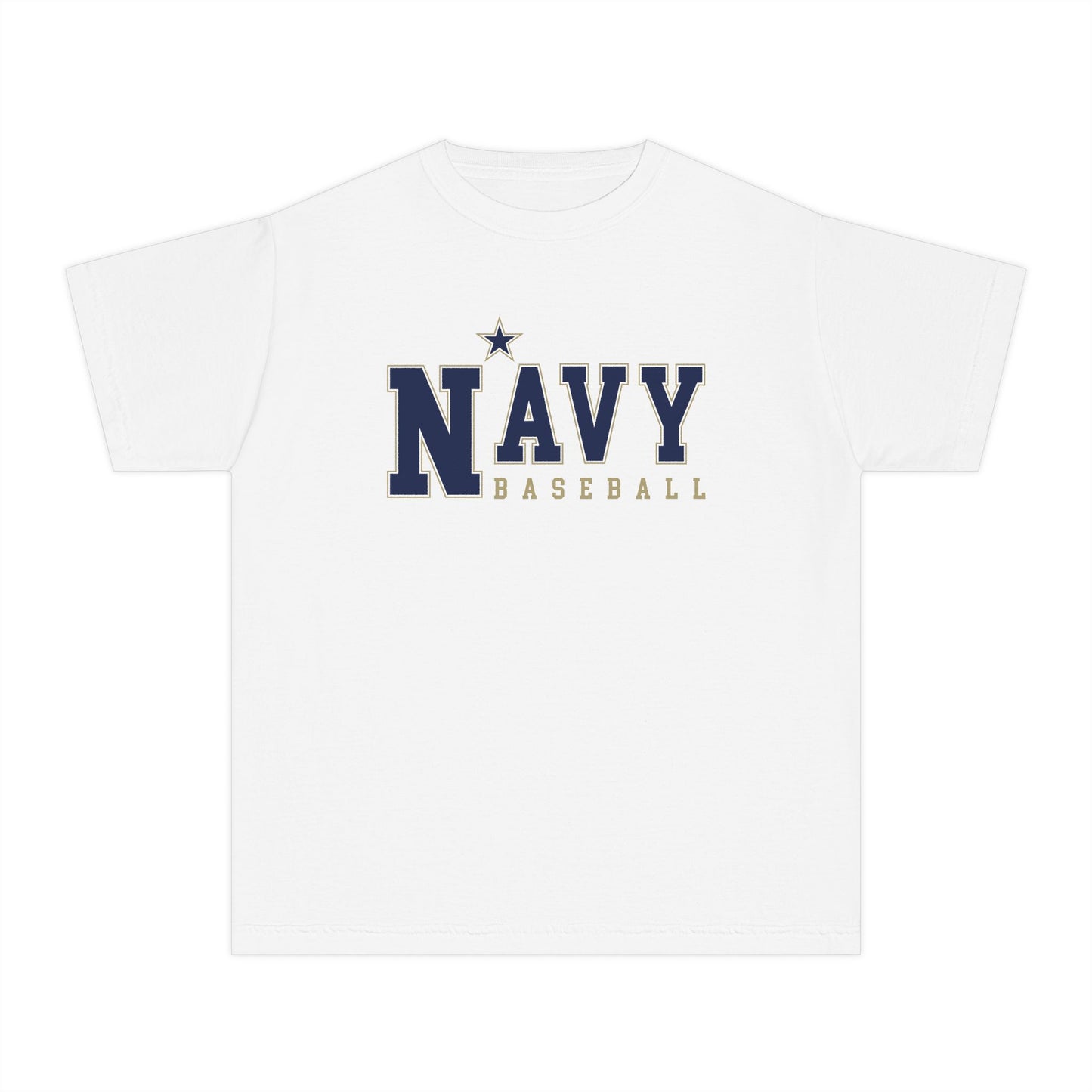 N* Baseball Youth Tee — Navy Baseball Distressed Logo