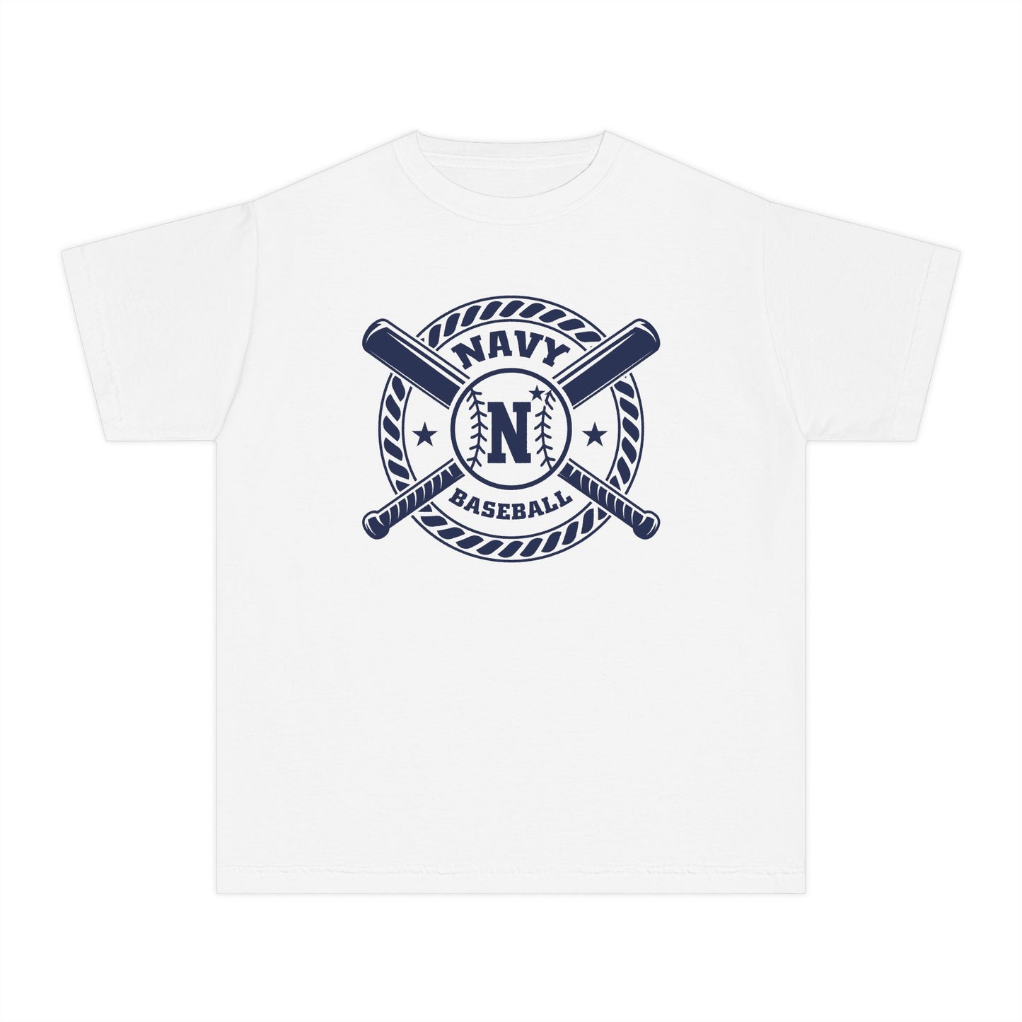 N* Baseball  Youth Tee — Navy Baseball Circle Logo