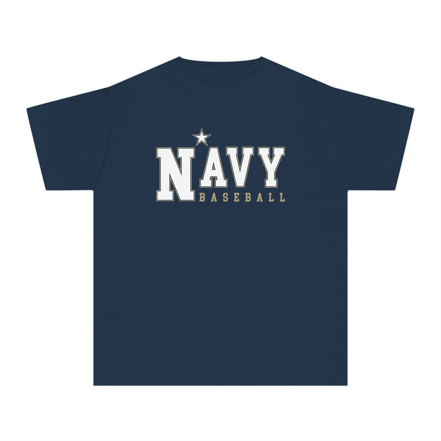 N* Baseball Youth Tee — Navy Baseball Distressed Logo