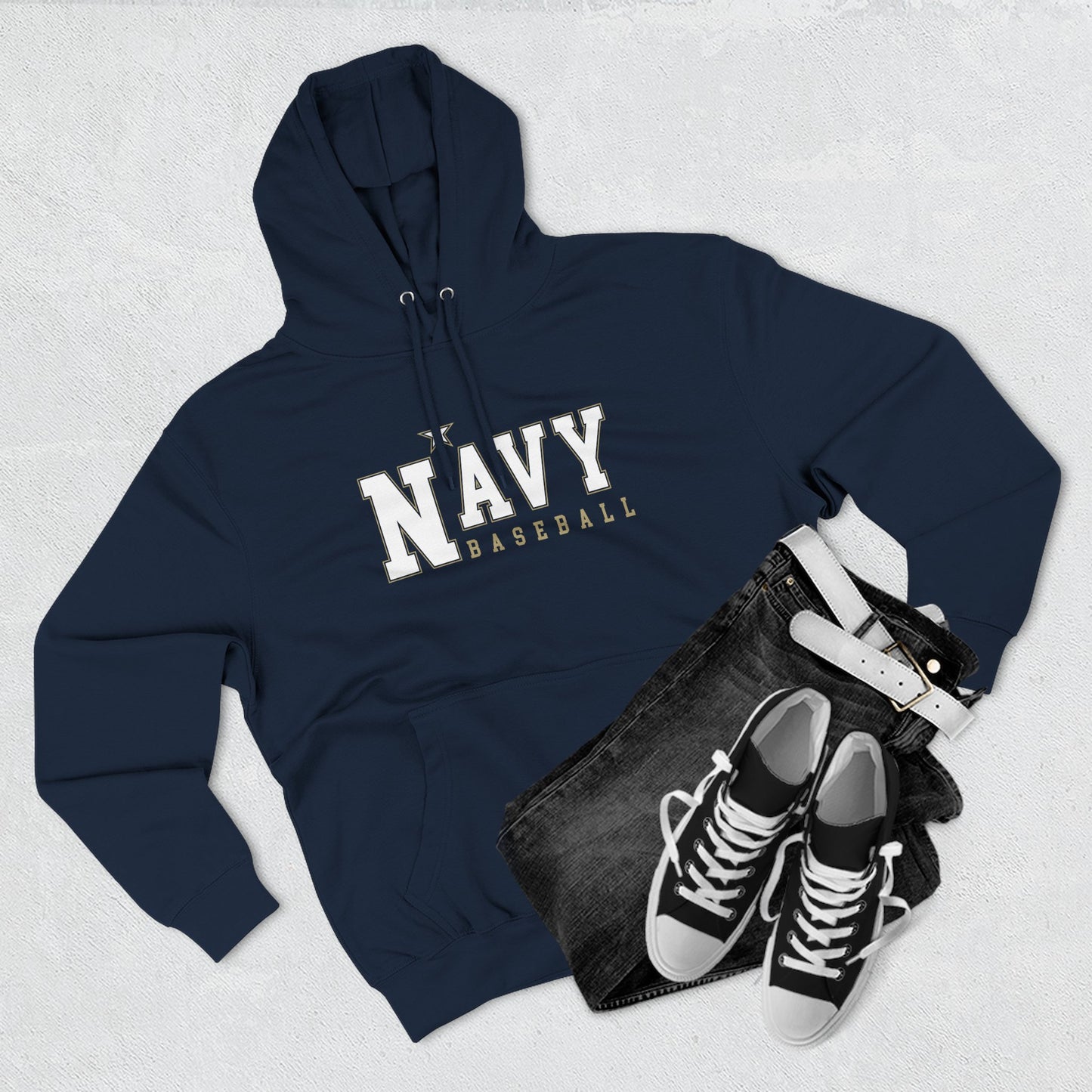 Navy Baseball Premium Hoodie - Cozy Sweatshirt for Fans, Perfect for Sports Events, Gifts, Casual Wear, and Team Spirit