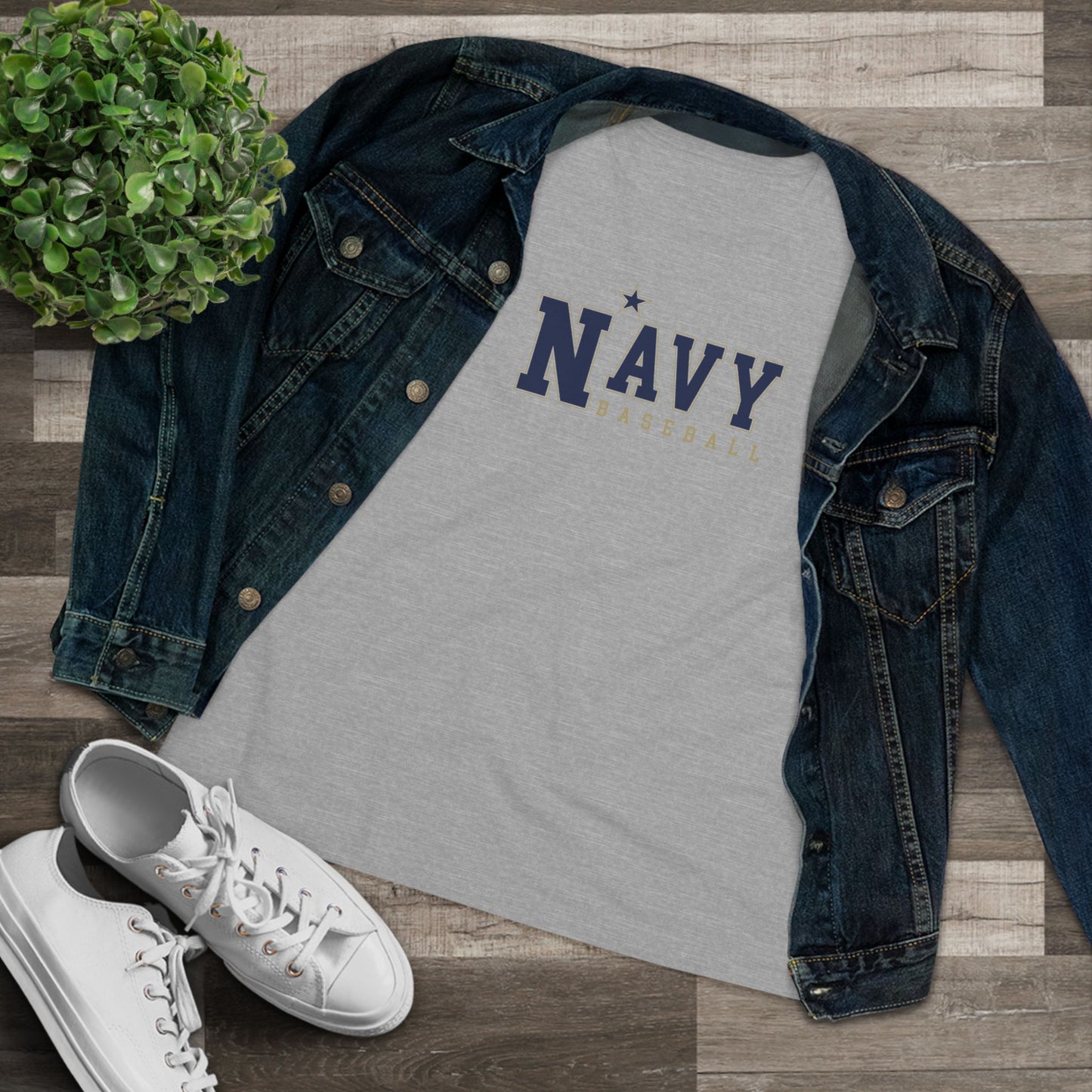 Navy Baseball Classic Logo - Women's Cotton Tee
