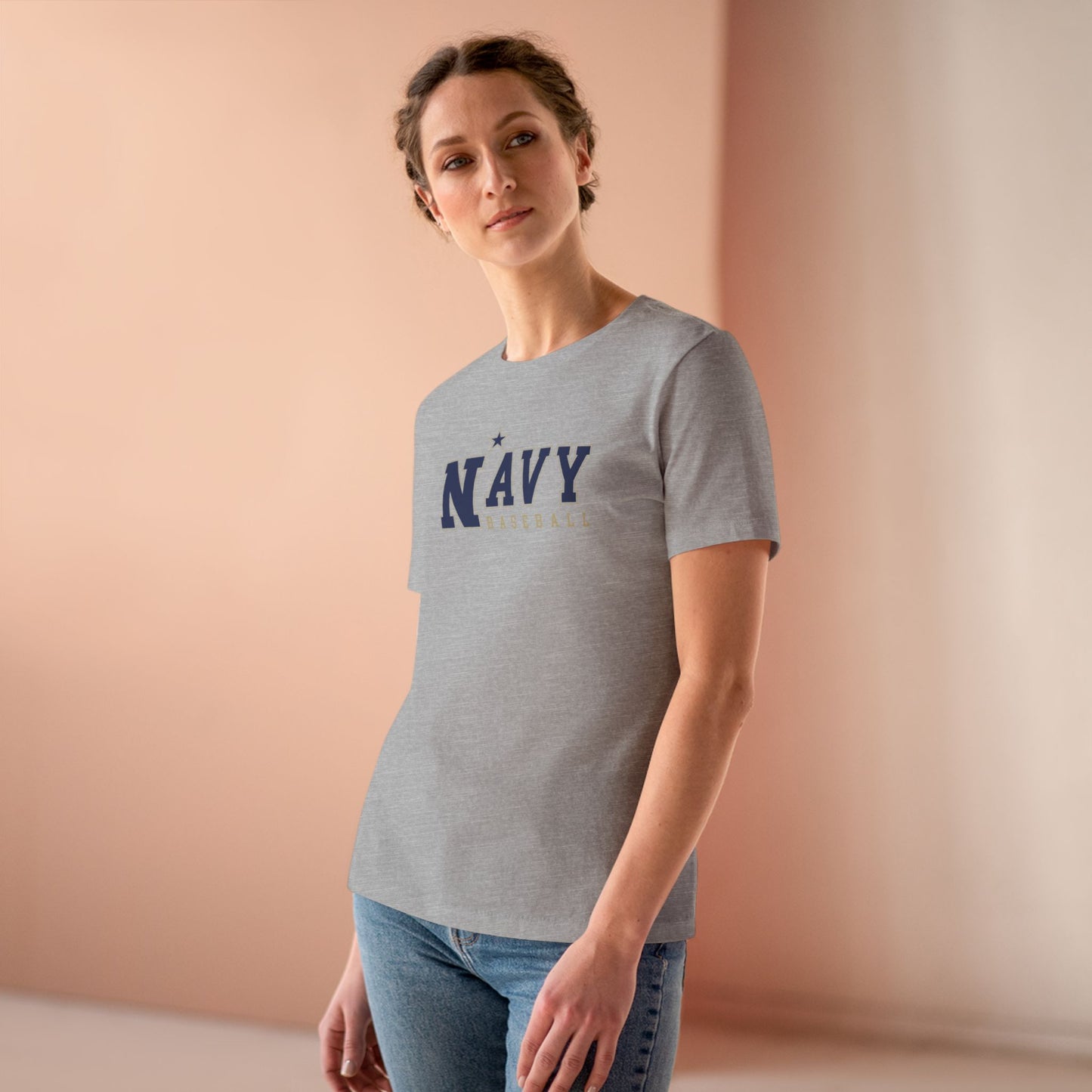 Navy Baseball Classic Logo - Women's Cotton Tee
