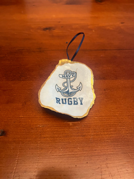 Navy Rugby Shell Christmas Ornament