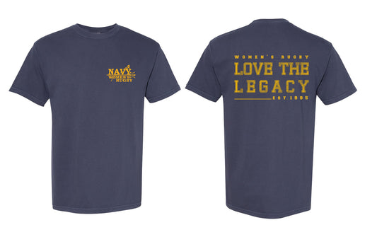 Navy Trident & Rose Love The Legacy T-Shirt Navy / Gold - Relaxed Fit (Comfort Colors)