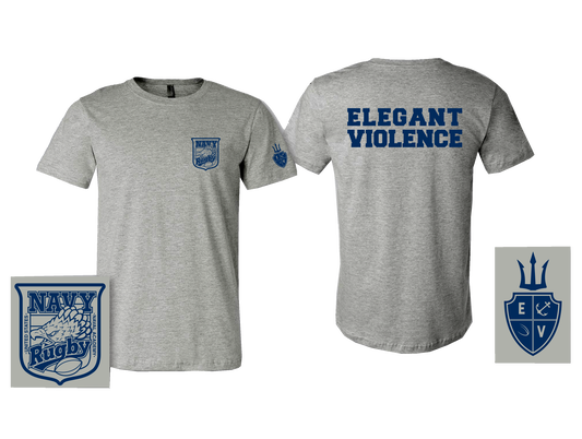 Navy Crest Elegant Violence Tri Blend T-Shirt Athletic Gray / Navy - Slim Fit (Bella+Canvas)
